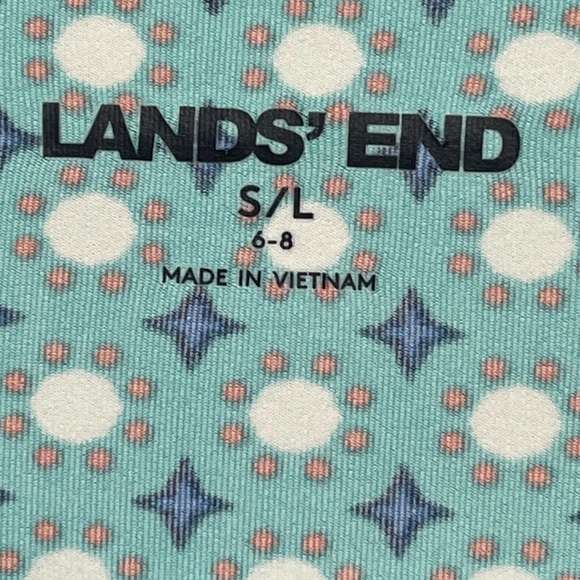 Lands' End Teal Patterned Long Sleeve Swim Top Rash Guard - Picture 2 of 5